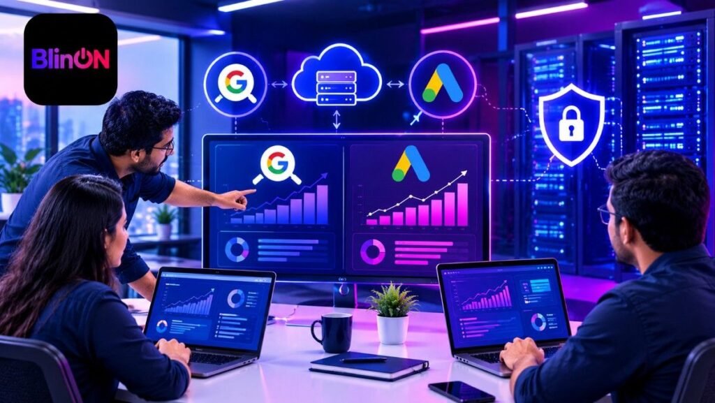 Business team comparing SEO vs Google Ads strategies